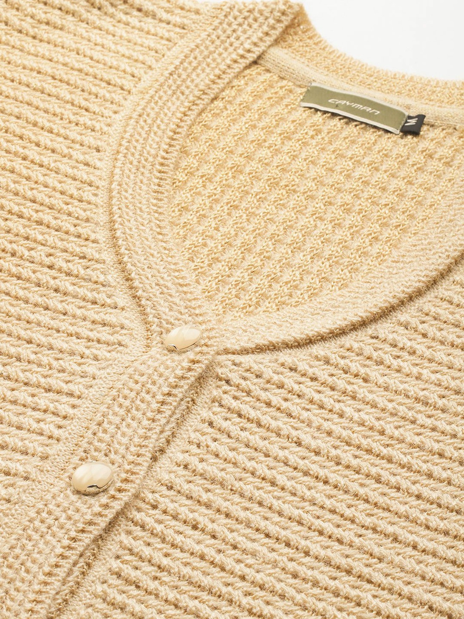 Cayman Beige Woolen Textured Cardigan