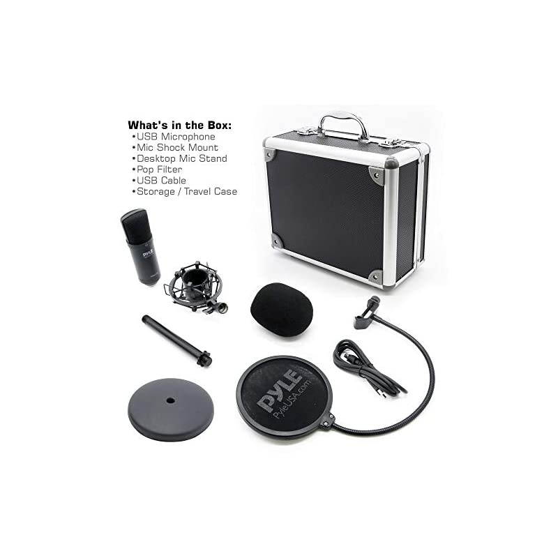 USB Microphone Podcast Recording Kit - Audio Cardioid Condenser Mic w/ Desktop Stand and Pop Filter - For Gaming PS4, Streaming, Podcasting, Studio, Youtube, Works w/ Windows Mac PC -  PDMIKT100