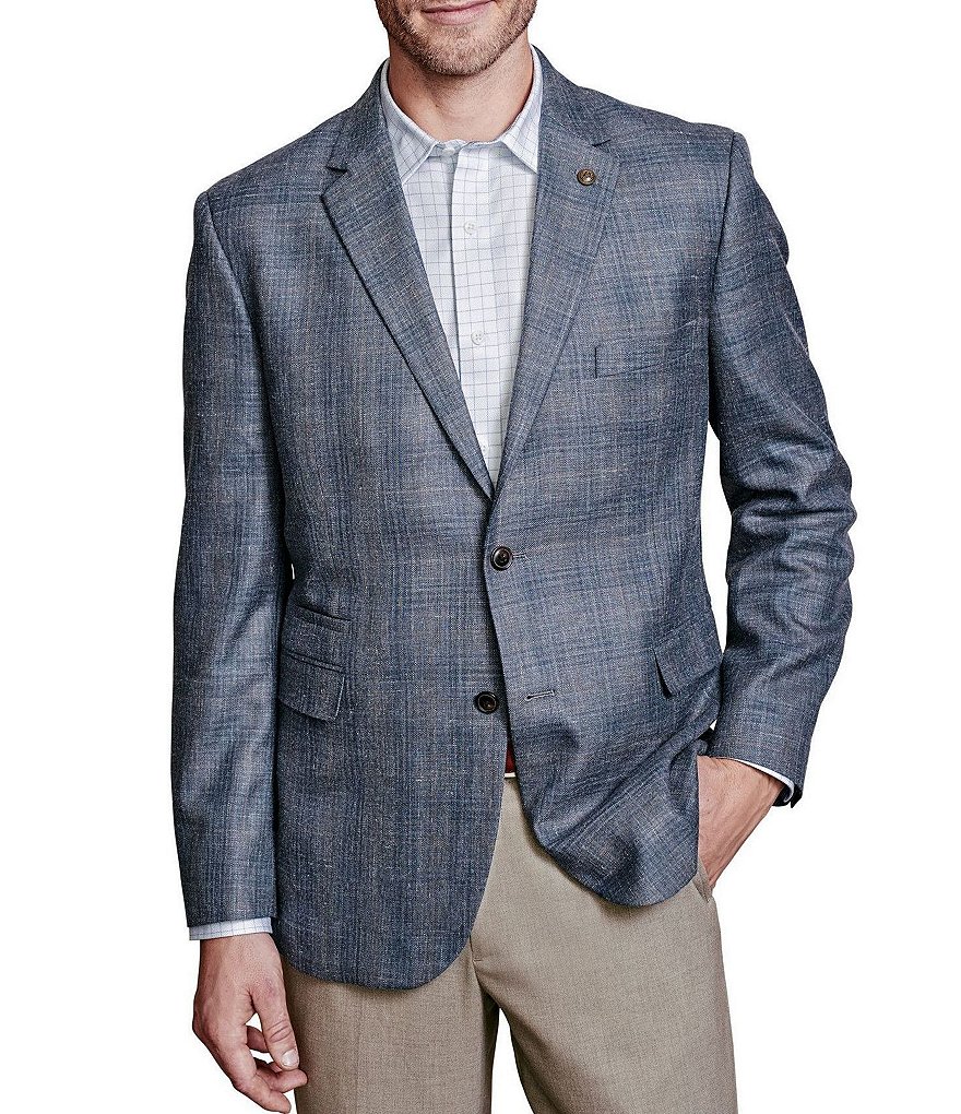 Johnston & Murphy Layered Slub Plaid Blazer