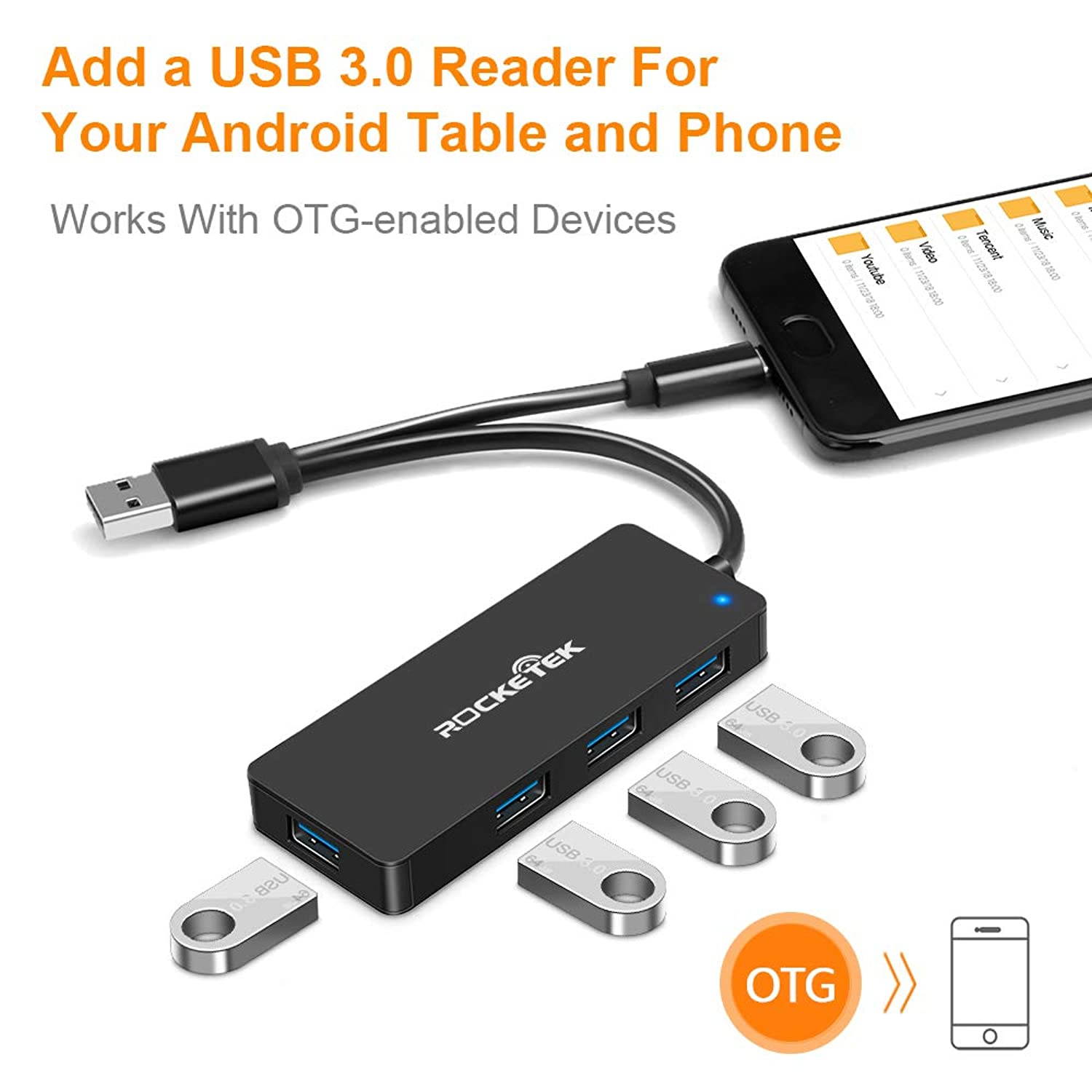 USB hub USB C Hub,rocketek Ultra Slim USB Type C Adapter with 4 USB 3.0 Ports for iMac Pro, MacBook Air, Mac Mini/Pro, Surface Pro XPS, Samsung S9, S8 & More USB Type C Devices [Upgraded Version]