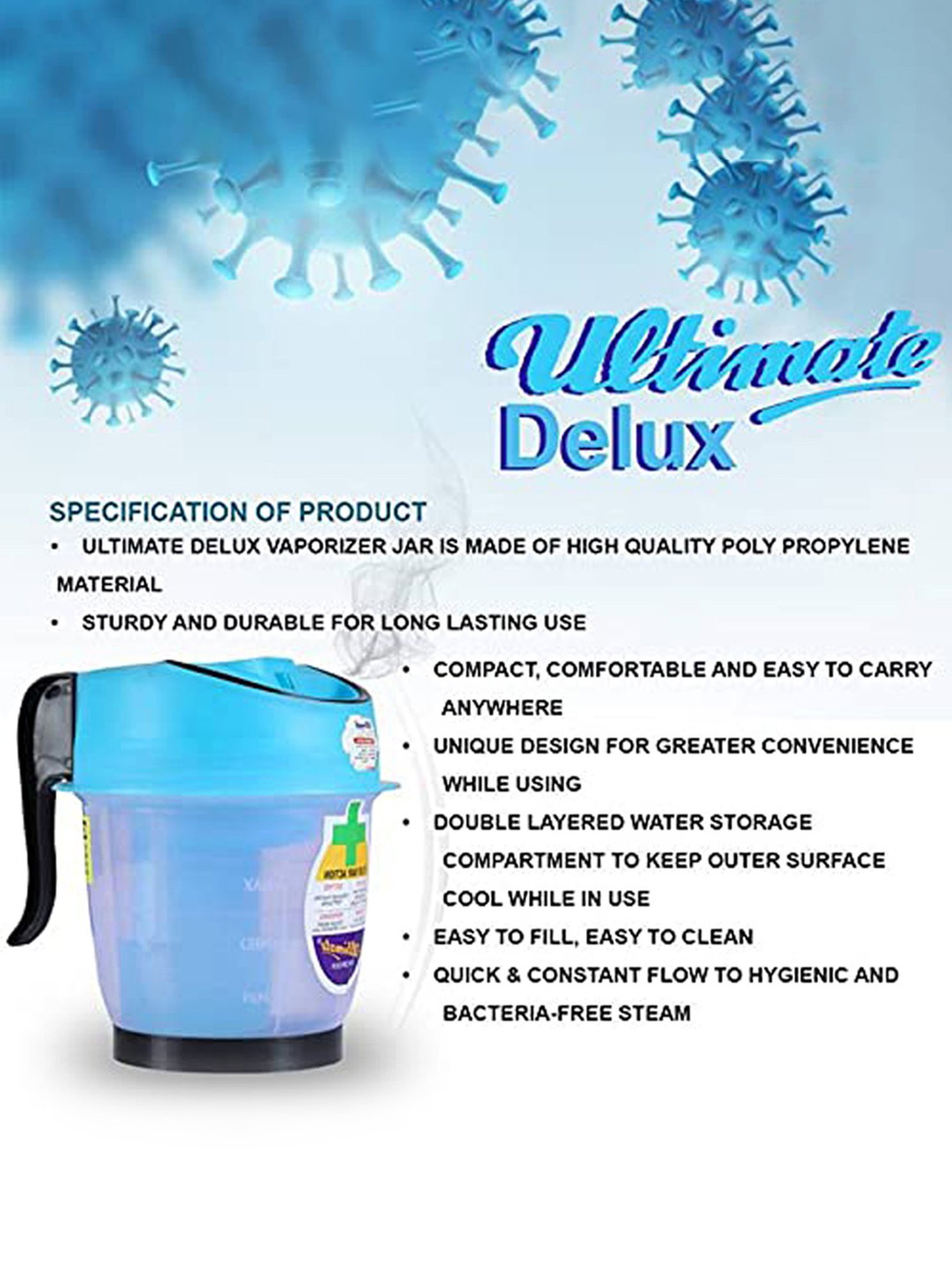 Crescent Delux Facial Steamer Vaporizer for Cold & Cough, Separate Water Storage Container (Orange)