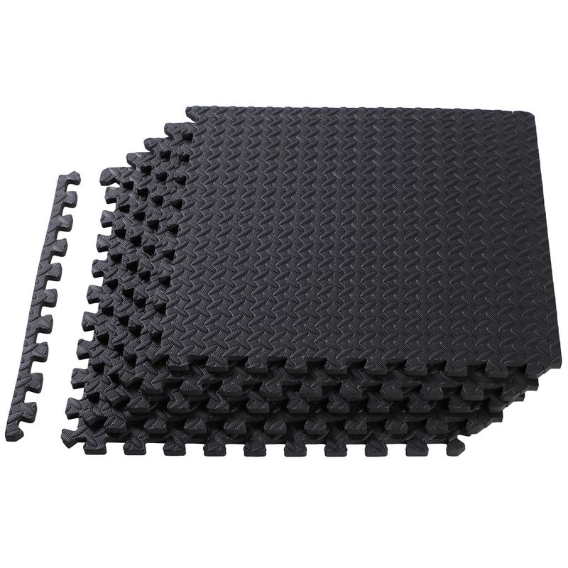 HolaHatha 24 Square Foot EVA Foam Padded Shock Absorbing Water Resistant Puzzle Exercise Gym Equipment Interlocking Floor Mat Tiles, Gray