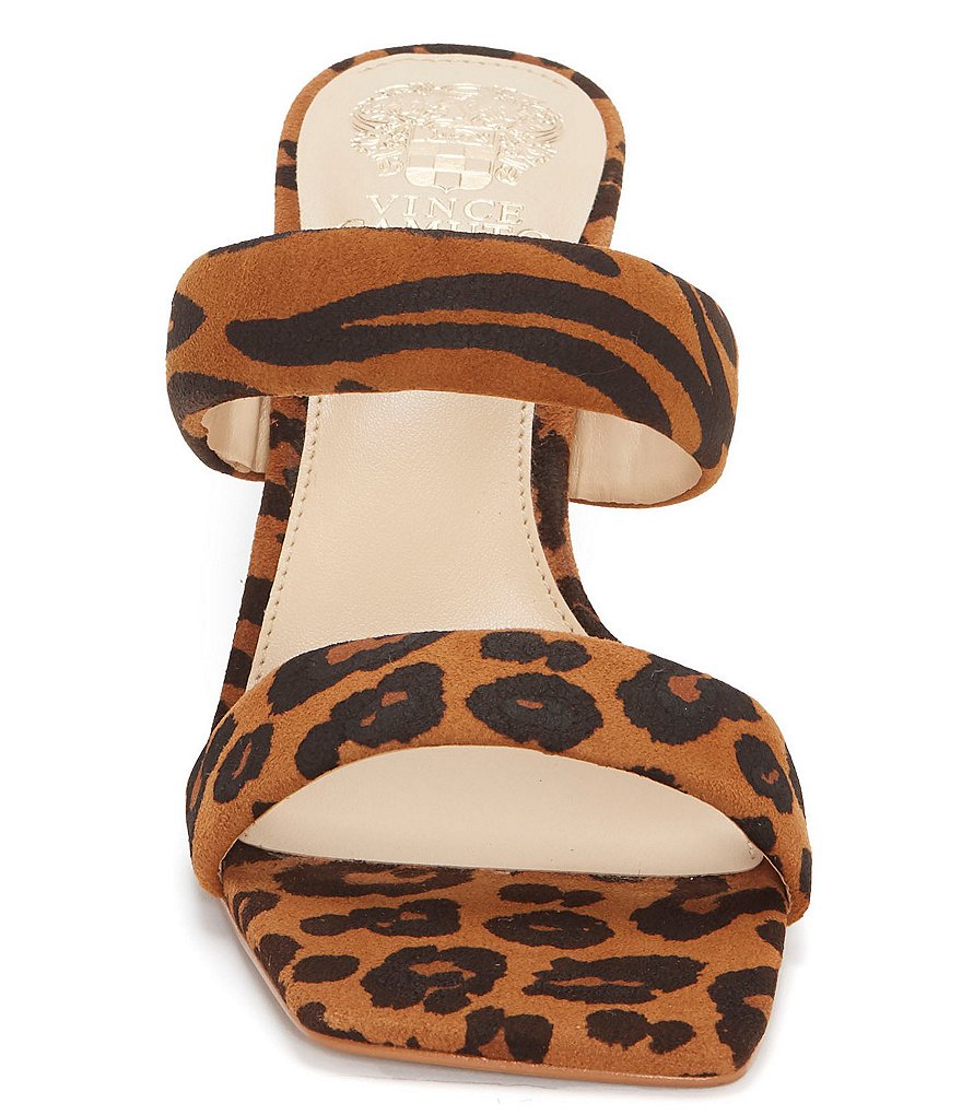 Vince Camuto Aslee Animal Print Leather Square Toe Dress Mules