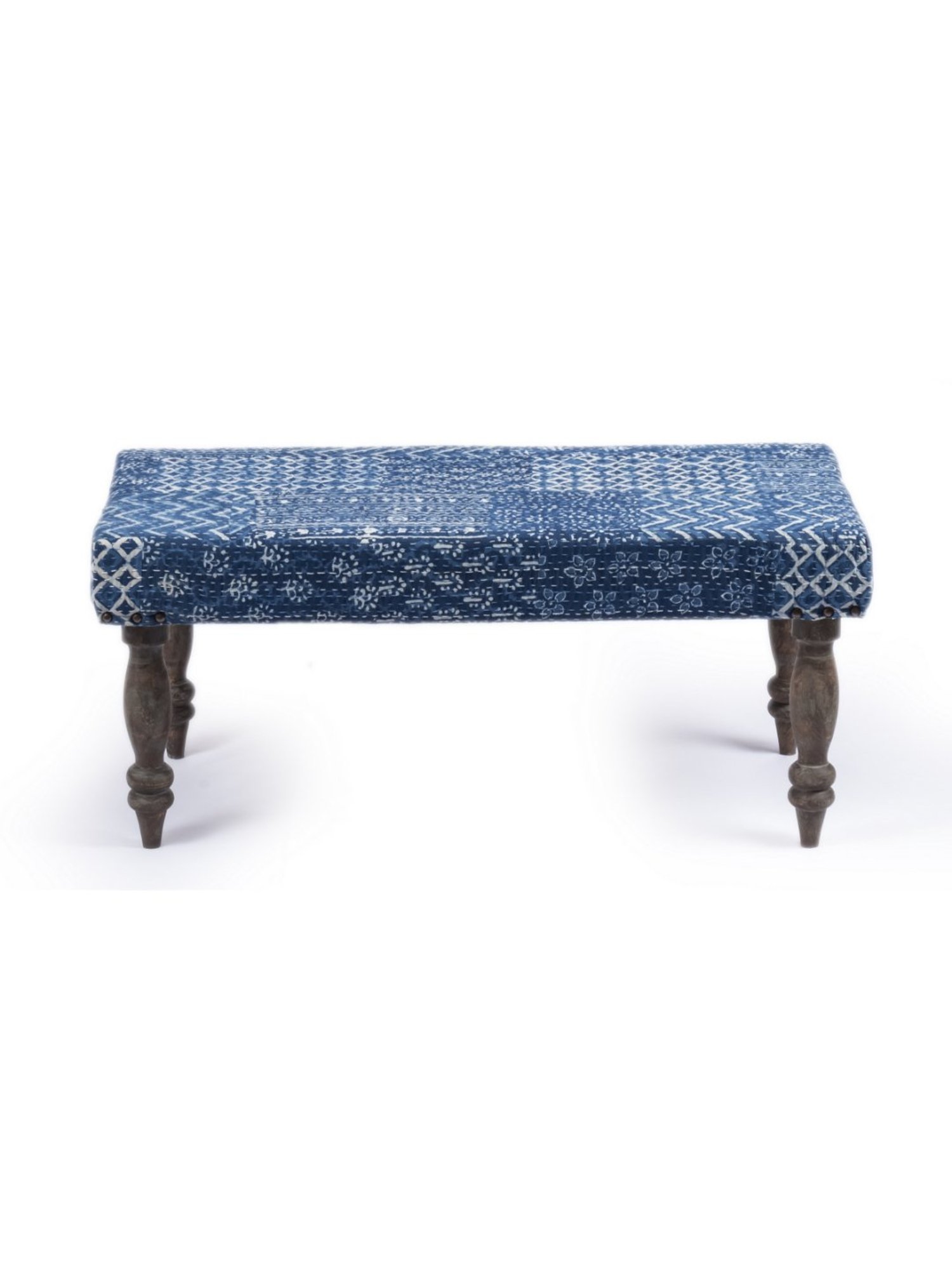 Ikiriya Bestone Printed Blue Wood 2 Seater Bench