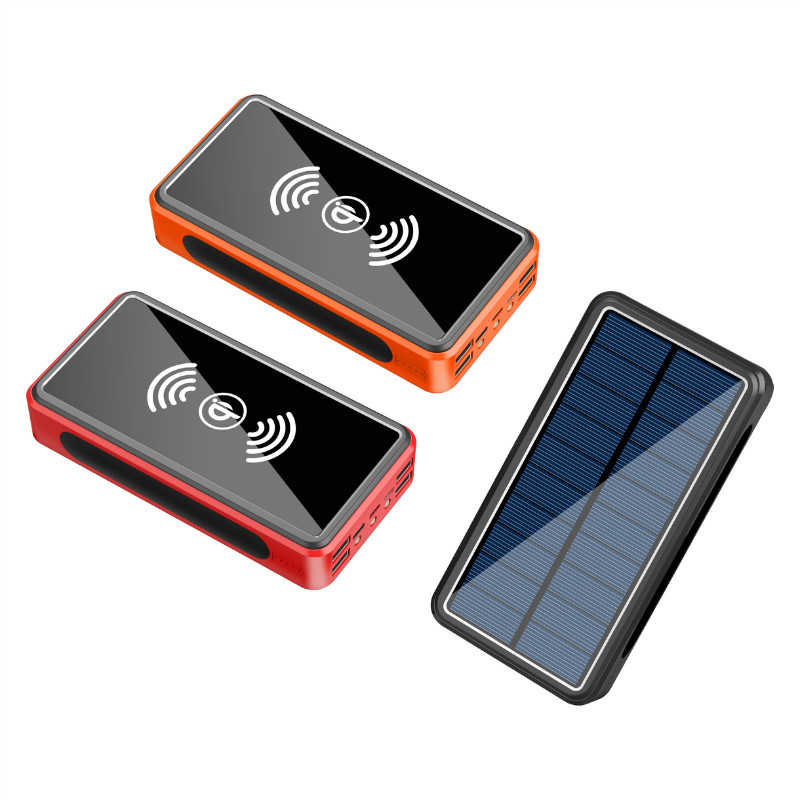 900000mAh  Qi Built-in Wireless Charge Power Bank Solar Mobile Power 4usb Charger 9V4A External Battery Bank