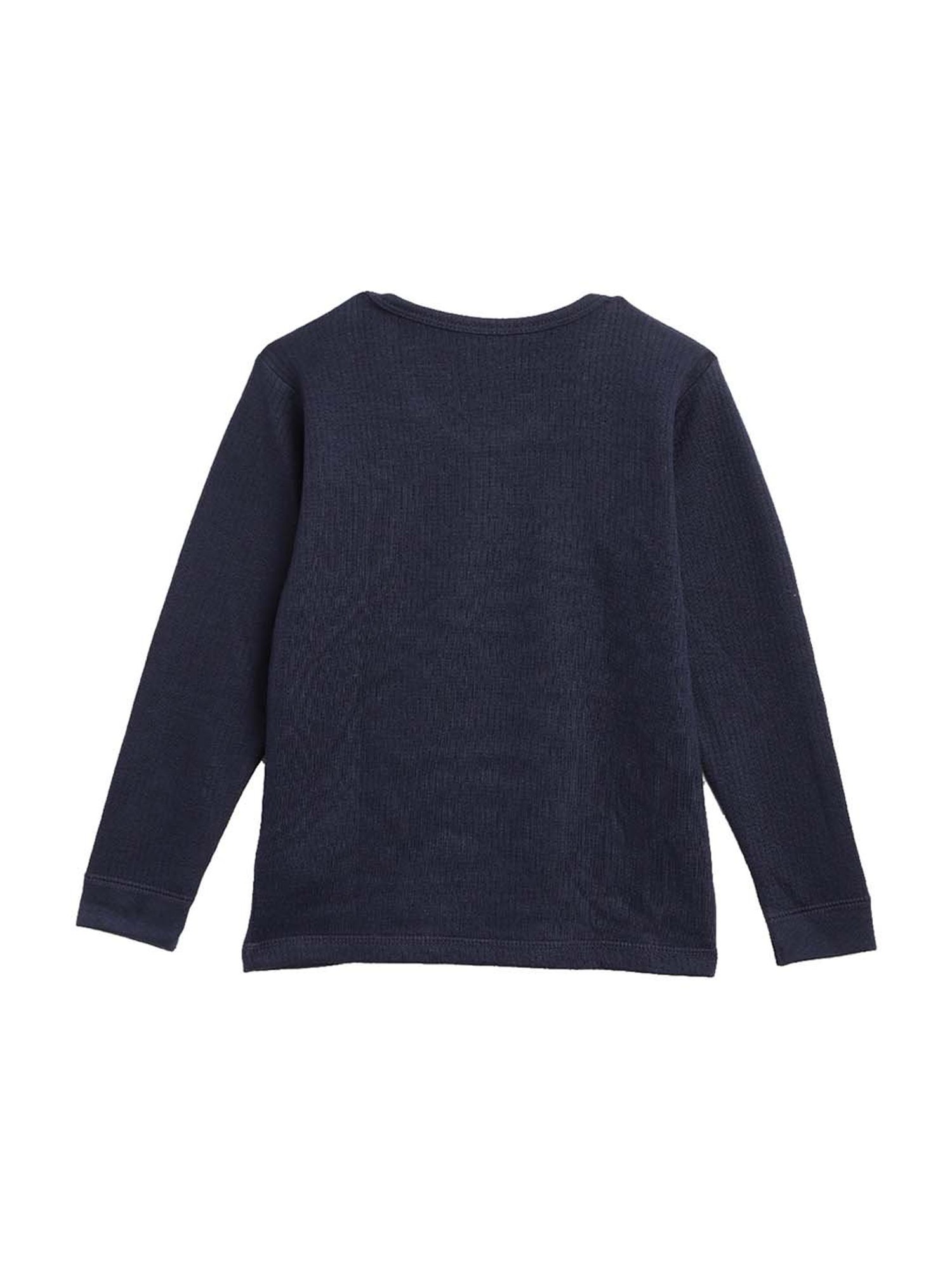 Kanvin Kids Navy Regular Fit Thermal Tops - Set of 2
