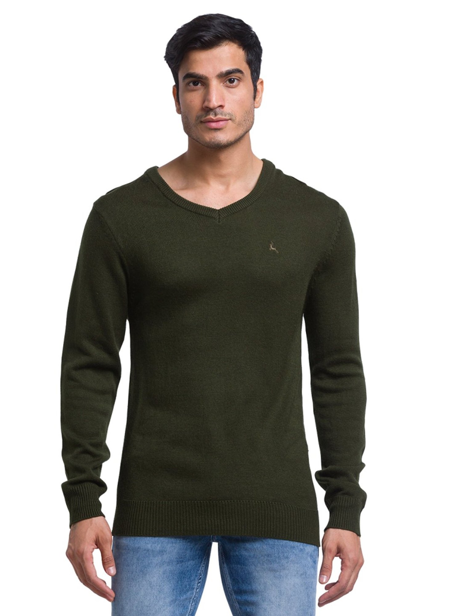 Parx Green Regular Fit Sweaters