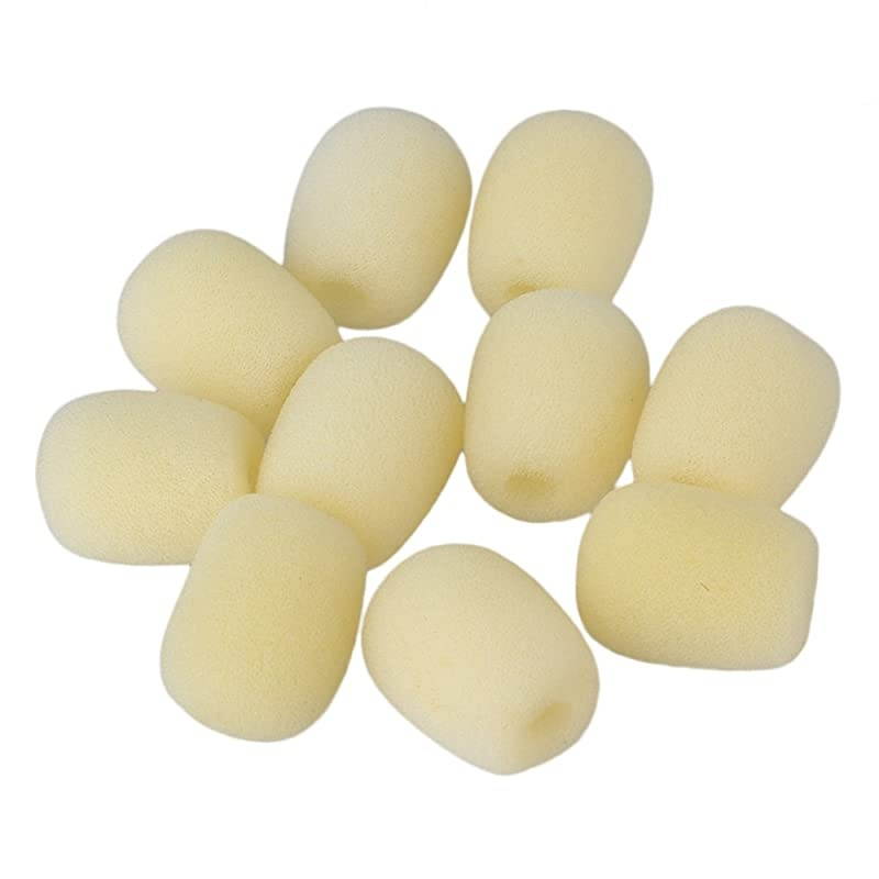 8mm Dia Yellow Windscreen Sponge Mic Cover for Loudspeaker Lapel Microphone Headset Microphone EY-M03 Pack of 10