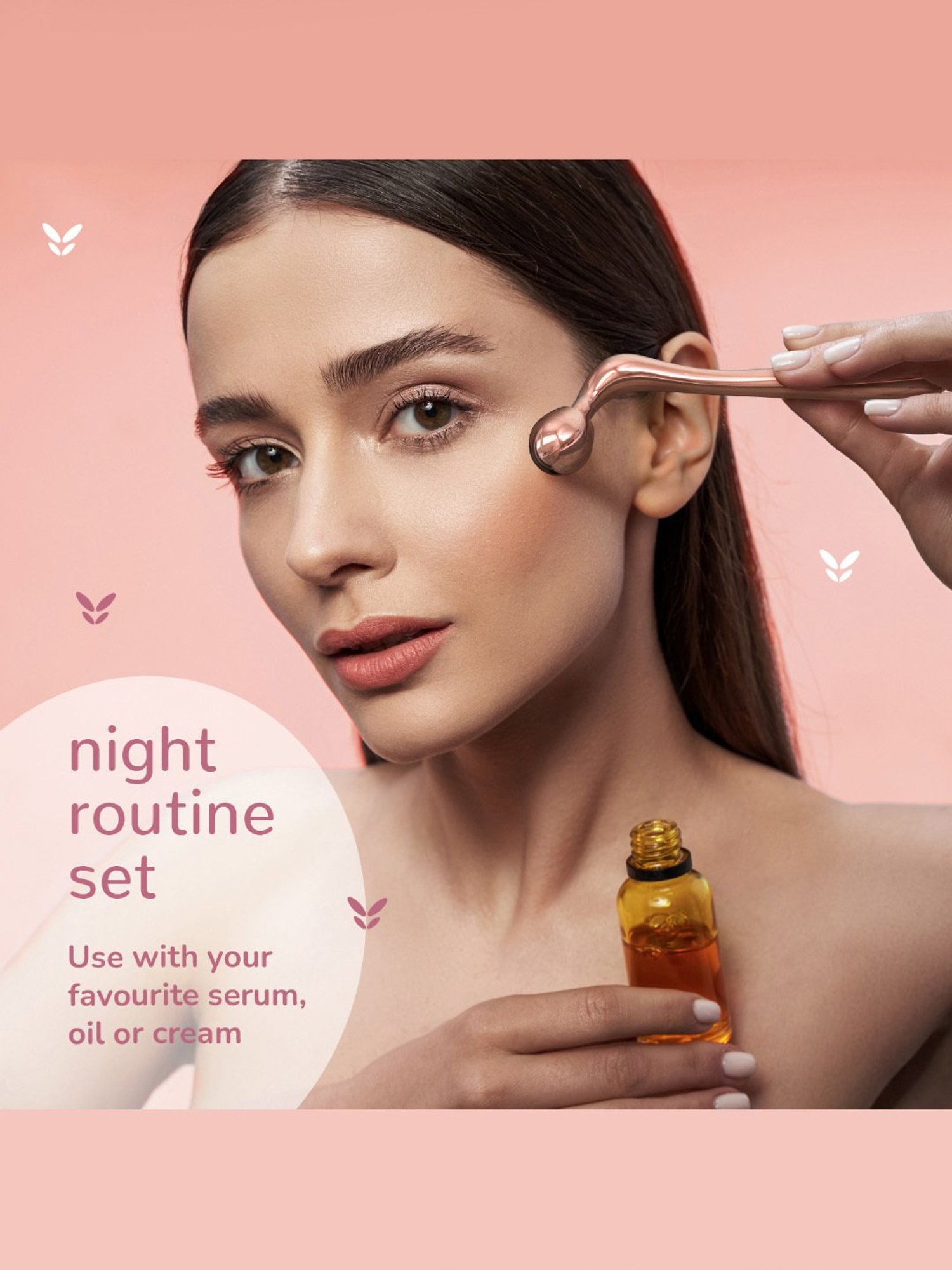 Caresmith Bloom Solid Metal Face Roller, Cooling Face Sculpting for Women (Rose Gold)