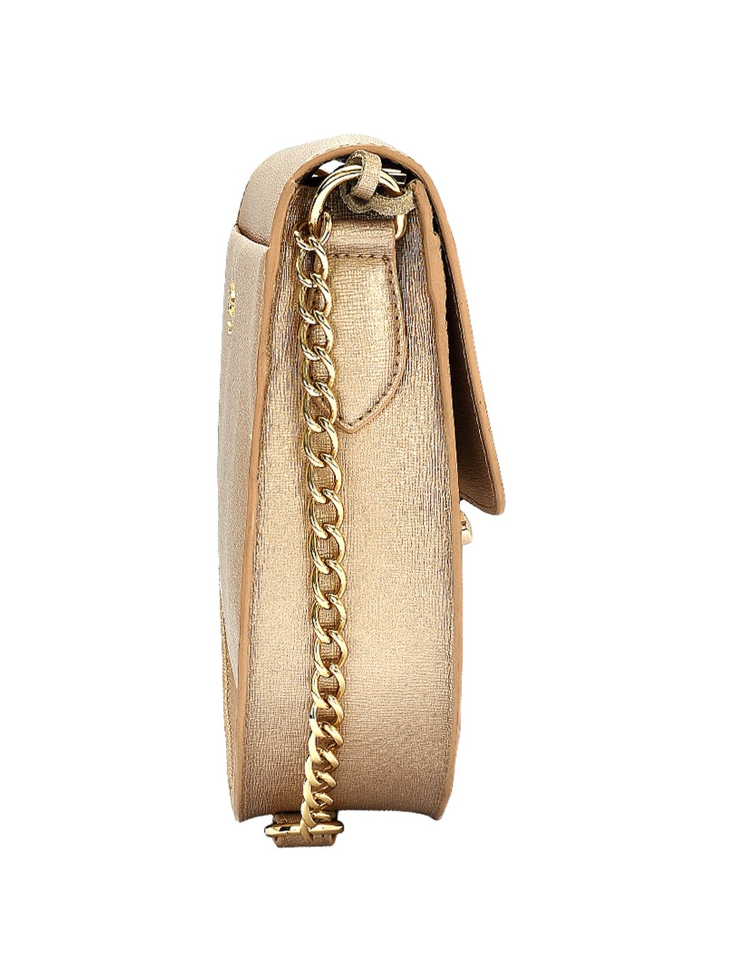 Eske Brittney Golden Solid Medium Sling Handbag