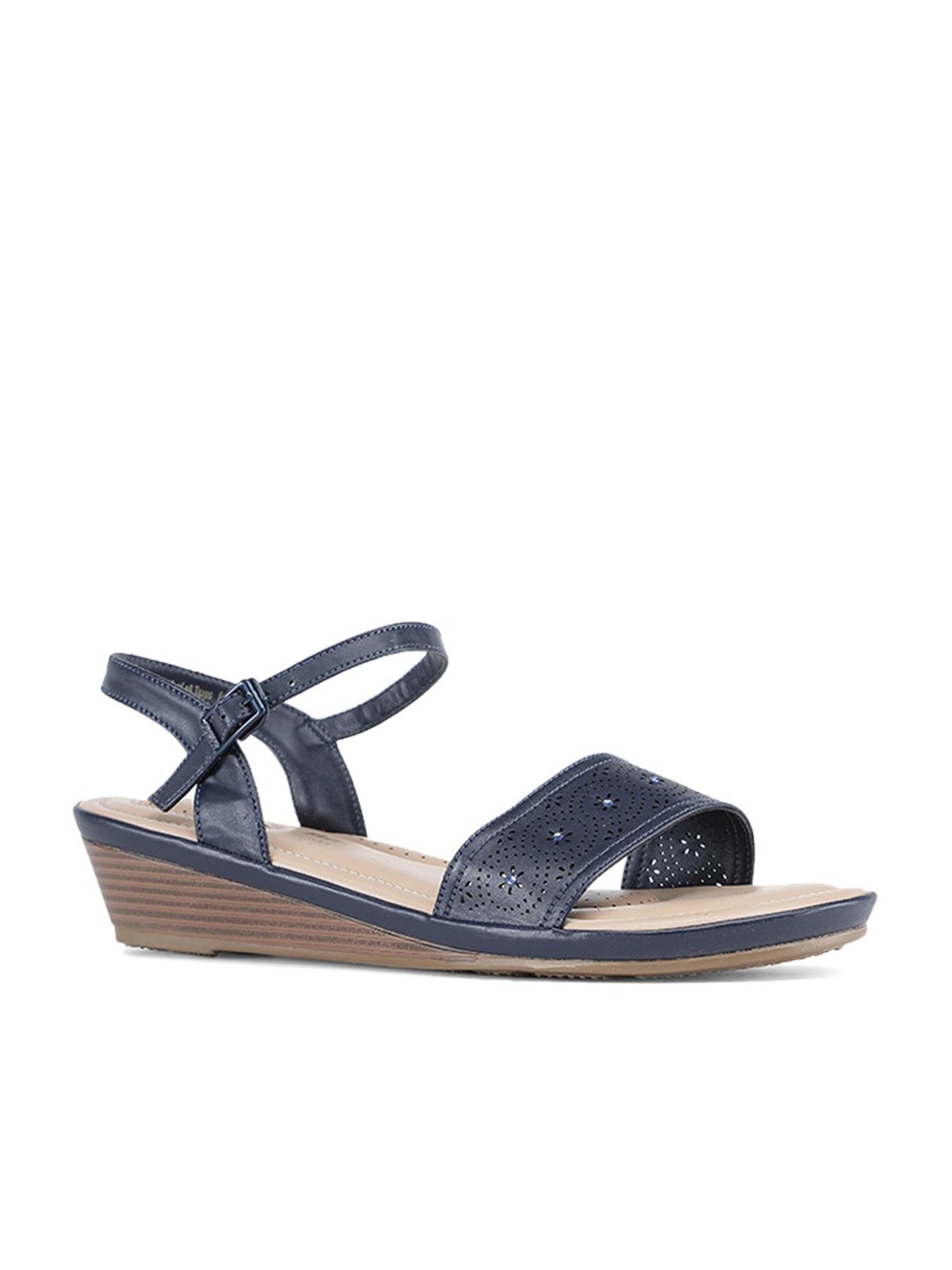 Bata Women's Navy Ankle Strap Wedges