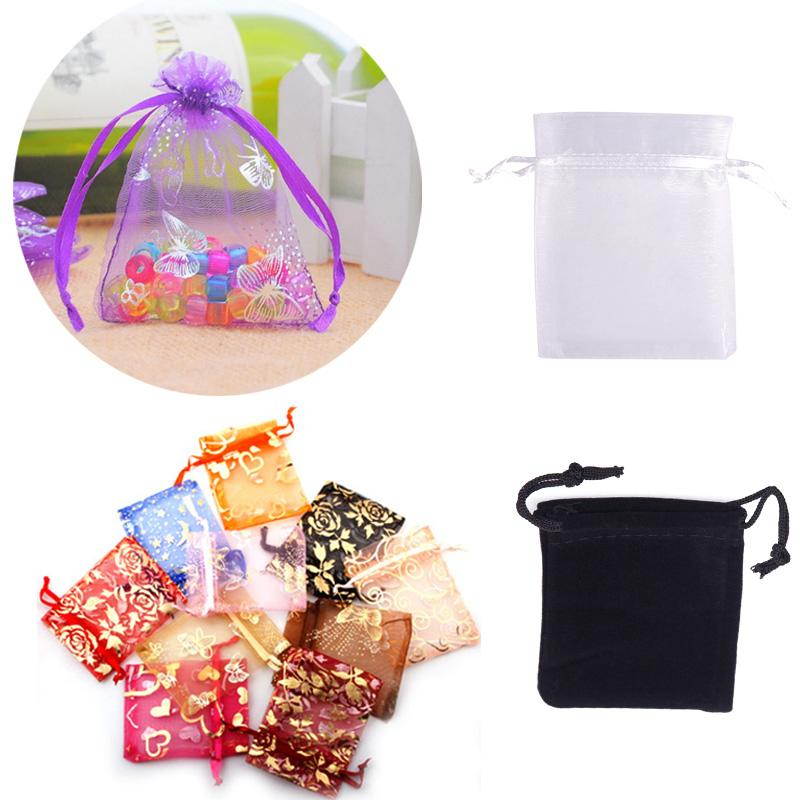 50x Organza Jewelry Gift Pouch Bags 7x9cm Mixed Color
