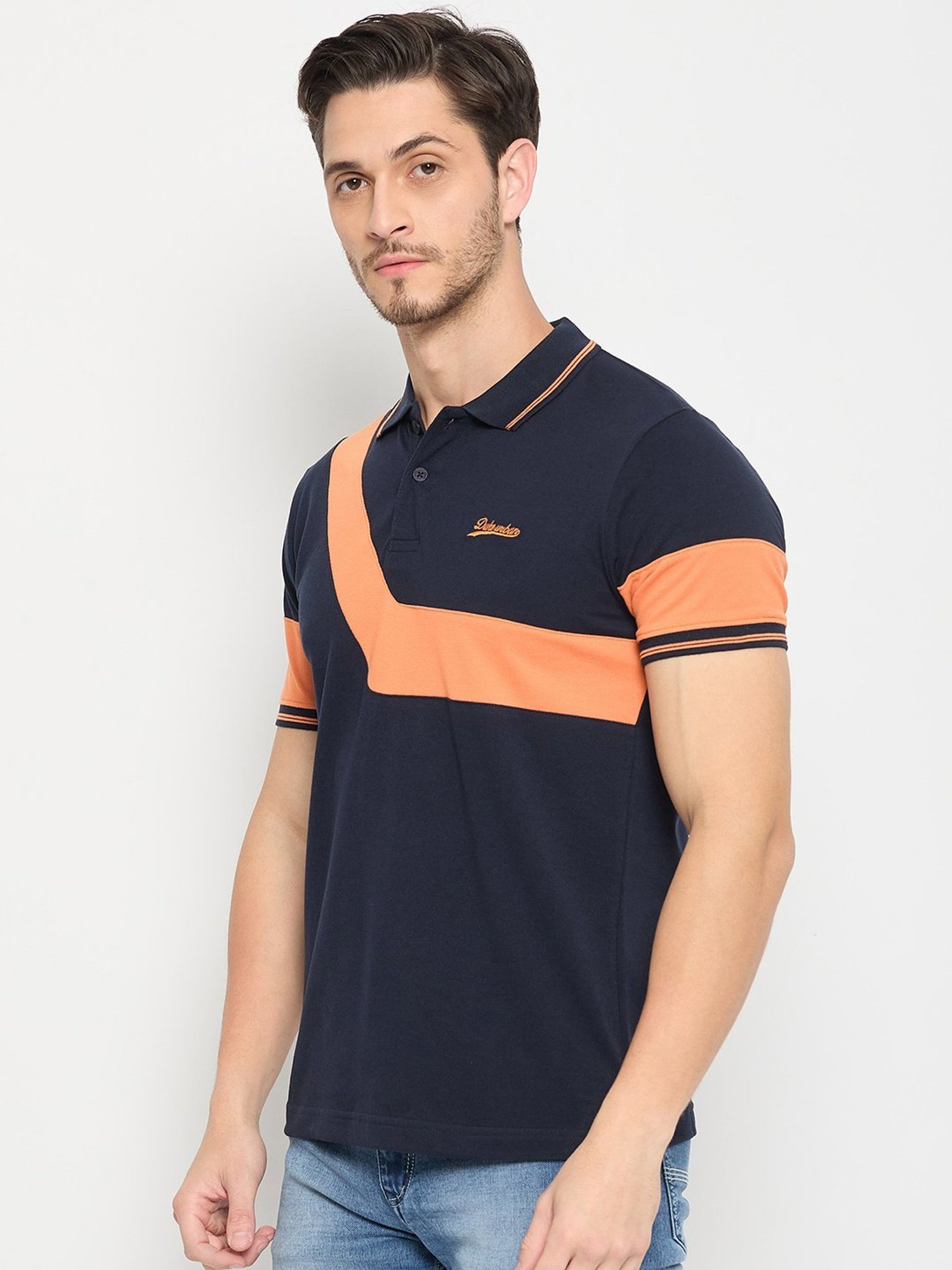 Duke Navy Slim Fit Polo T-Shirt