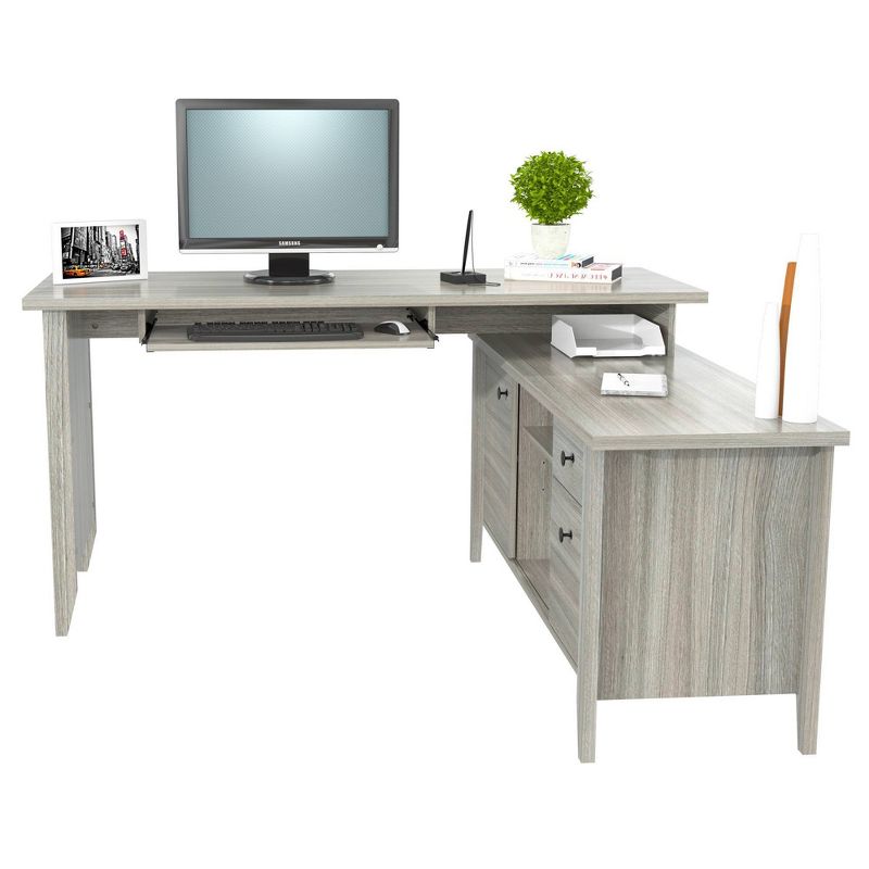 L Shaped Computer Writing Desk Gray - Inval