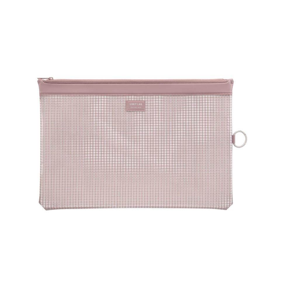 LIHIT LAB. Mesh Pouch, 14 x 9.3 inches, Rose-Pink (F246-Rose-Pink)