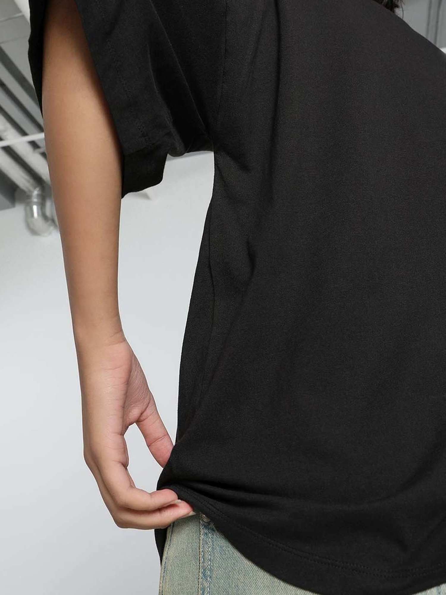 Puma Black Cotton Logo Print T-Shirt