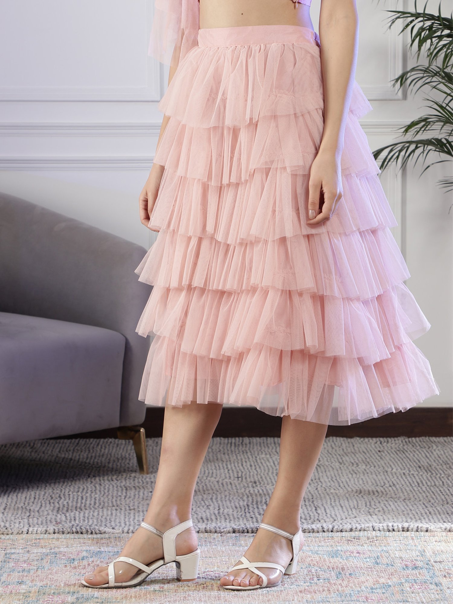 NEUDIS Light Pink Midi Skirt