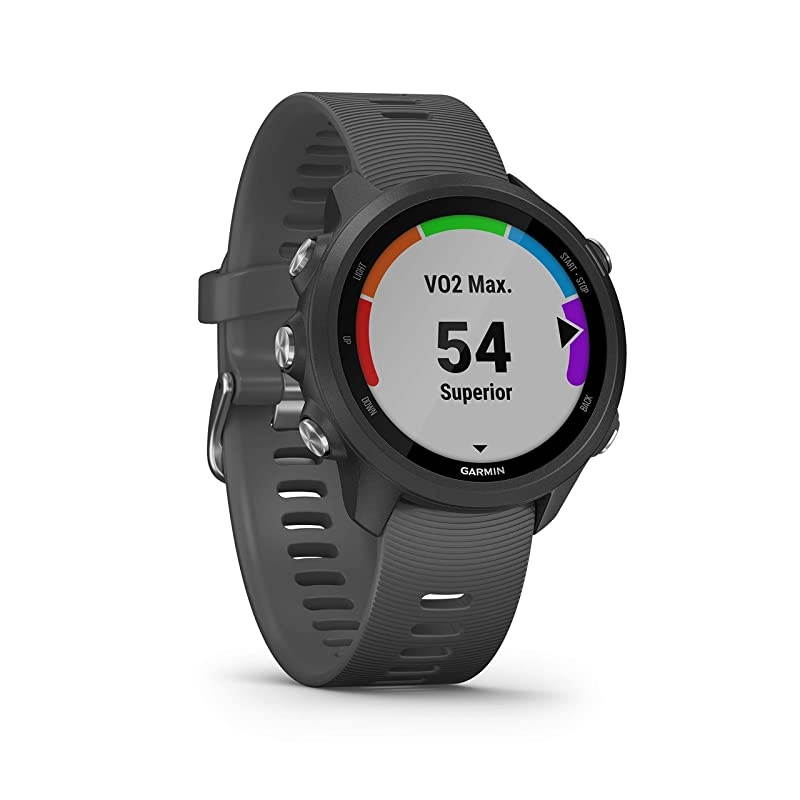Garmin Forerunner 245 GPS Running Smartwatch with Included  3 Straps Bundle (Slate Grey 010-02120-00, Black/Blue/Lime)