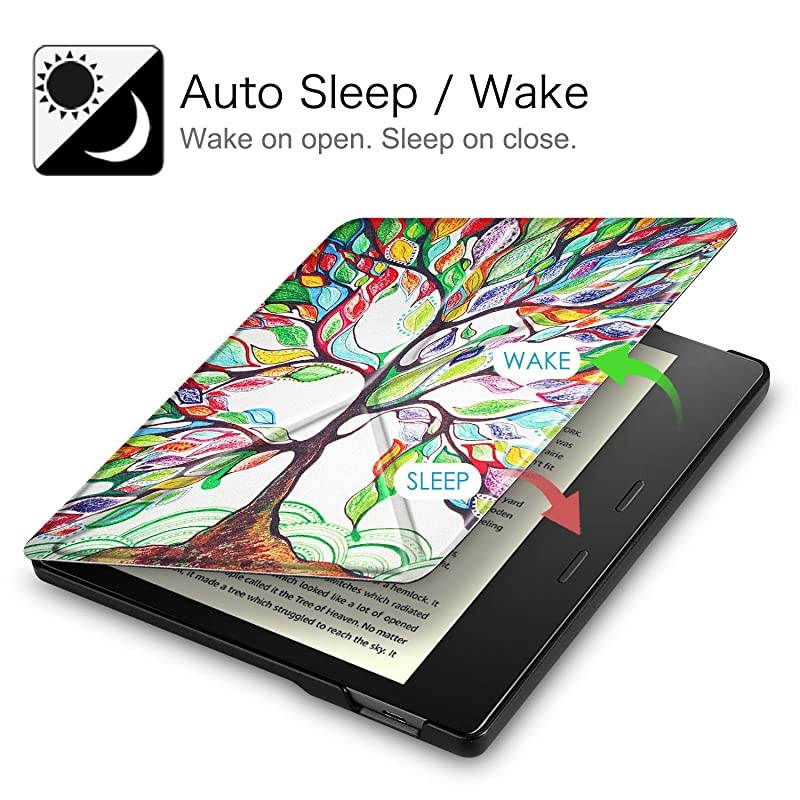Origami Case for AllNew Kindle Oasis 10th Generation 2019 Release and 9th Generation 2017 Release Slim Fit Stand Cover Support Hands Free Reading with Auto Wake Sleep Love Tree