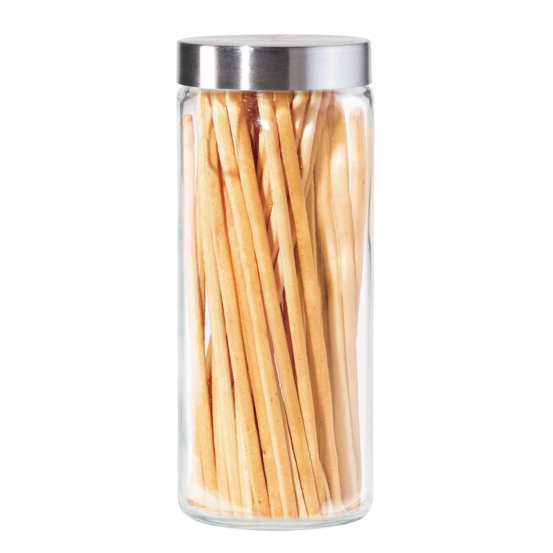 Oggi 8 Piece Round Airtight Glass Canister and Spice Jar Set with Stainless Steel Lids