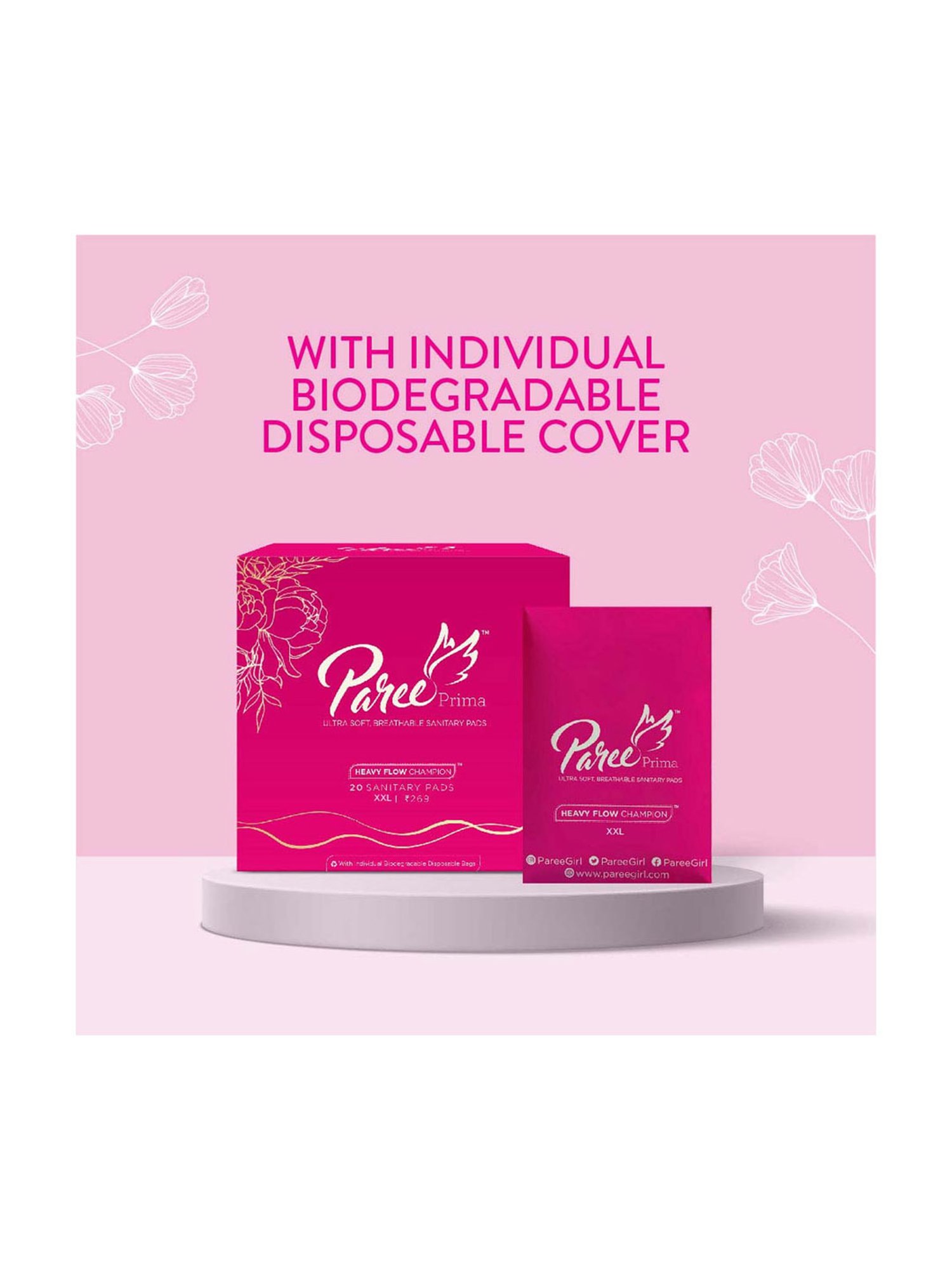 Paree Prima Ultra Soft Sanitary Trifold XXL Pads for Women - 20 Pcs Each (Pack of 2)