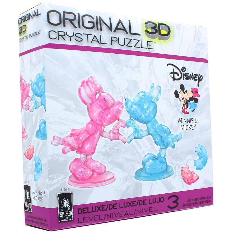 University Games Disney Mickey & Minnie Mouse Heart Hands 68 Piece 3D Crystal Jigsaw Puzzle