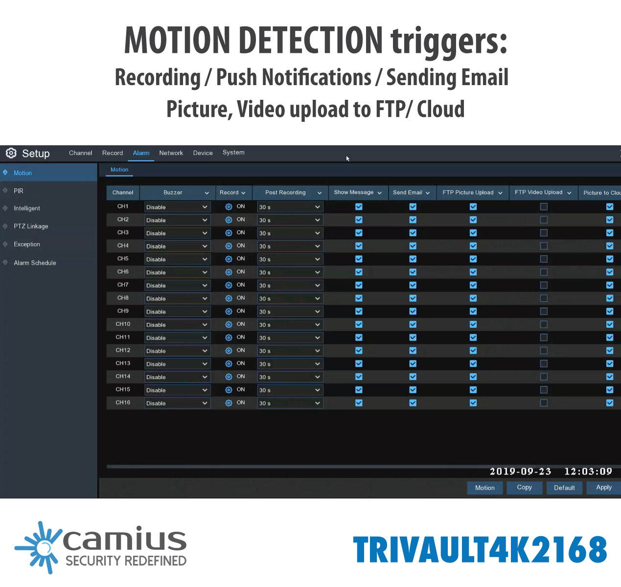 GW Security 16 Channel HD 1920p H.265 Security System with 8TB HDD, (15)* PoE 5MP HD 1920p 2.8-12mm Varifocal Weather Proof IP Cameras, and (1)* 20x Zoom 5MP HD 1920p IP PTZ (Pan-Tilt-Zoom) Camera