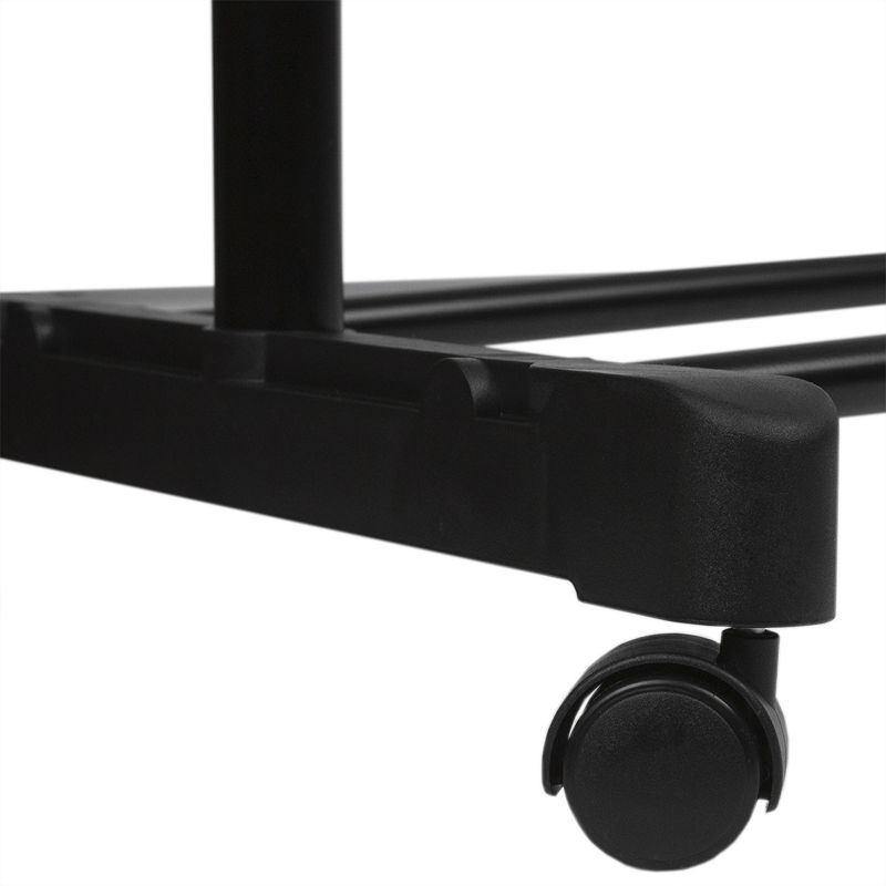 Sunbeam Single Rail Adjustable Rolling Garment and Wardrobe Organizing Rack, Black