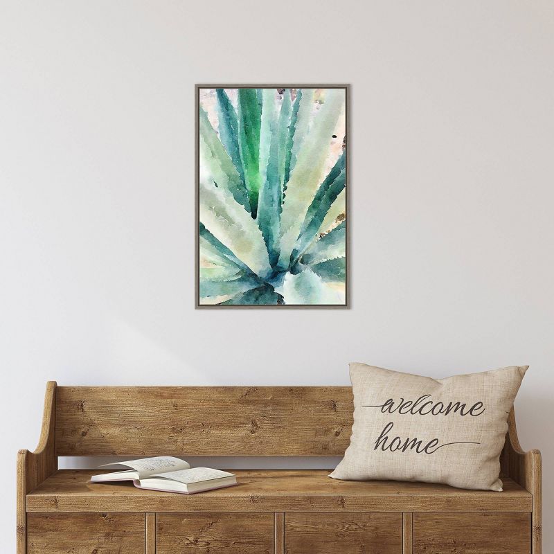 16" x 23" Rustic Succulent II by Irena Orlov Framed Canvas Wall Art - Amanti Art