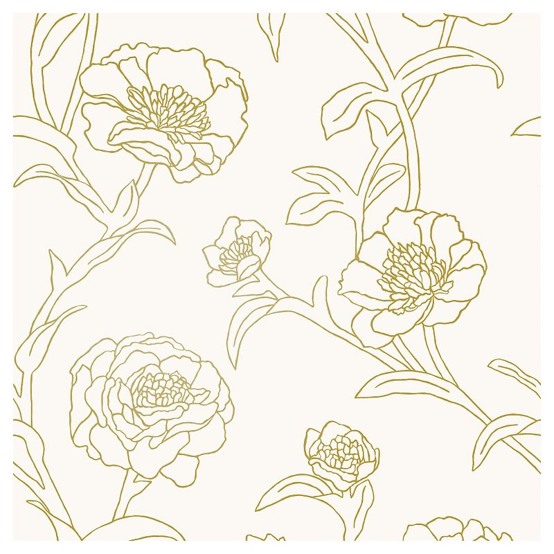 Tempaper Peonies Self-Adhesive Removable Wallpaper  Gold