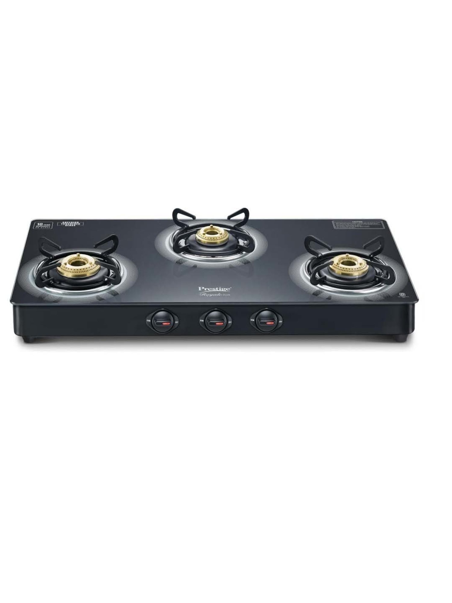 Prestige Black Glass Royale Plus Gt 03L Toughened Top Gas Stove With 3 Burners