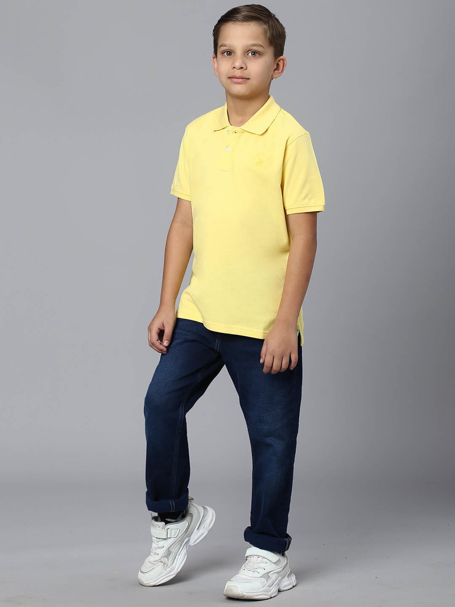 Beverly Hills Polo Club Boys Yellow Solid Polo T-Shirt