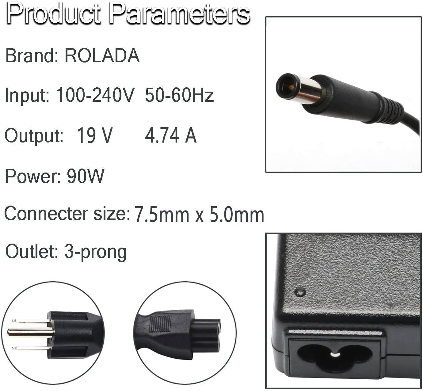 90W Laptop Adapter Charger for HP Pavilion Dv4 Dv6 Dv7 G50 G60 G60T G61 G62 G72 2000 Presario 2210B 2510P CQ40 CQ45 Cq50 Cq57 Cq58 Cq60 Cq61 Cq62 Power Supply Cord