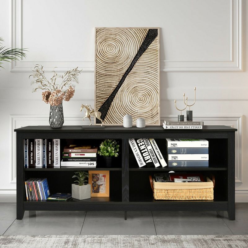 Costway 4-Cubby TV Stand Media Console for TV's up to 65'' w/ Adjustable Shelf