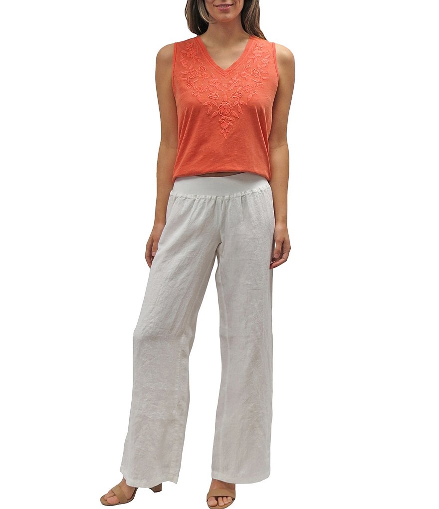 Karyn Seo Brysa Wide-Leg Pull-On Linen Pants