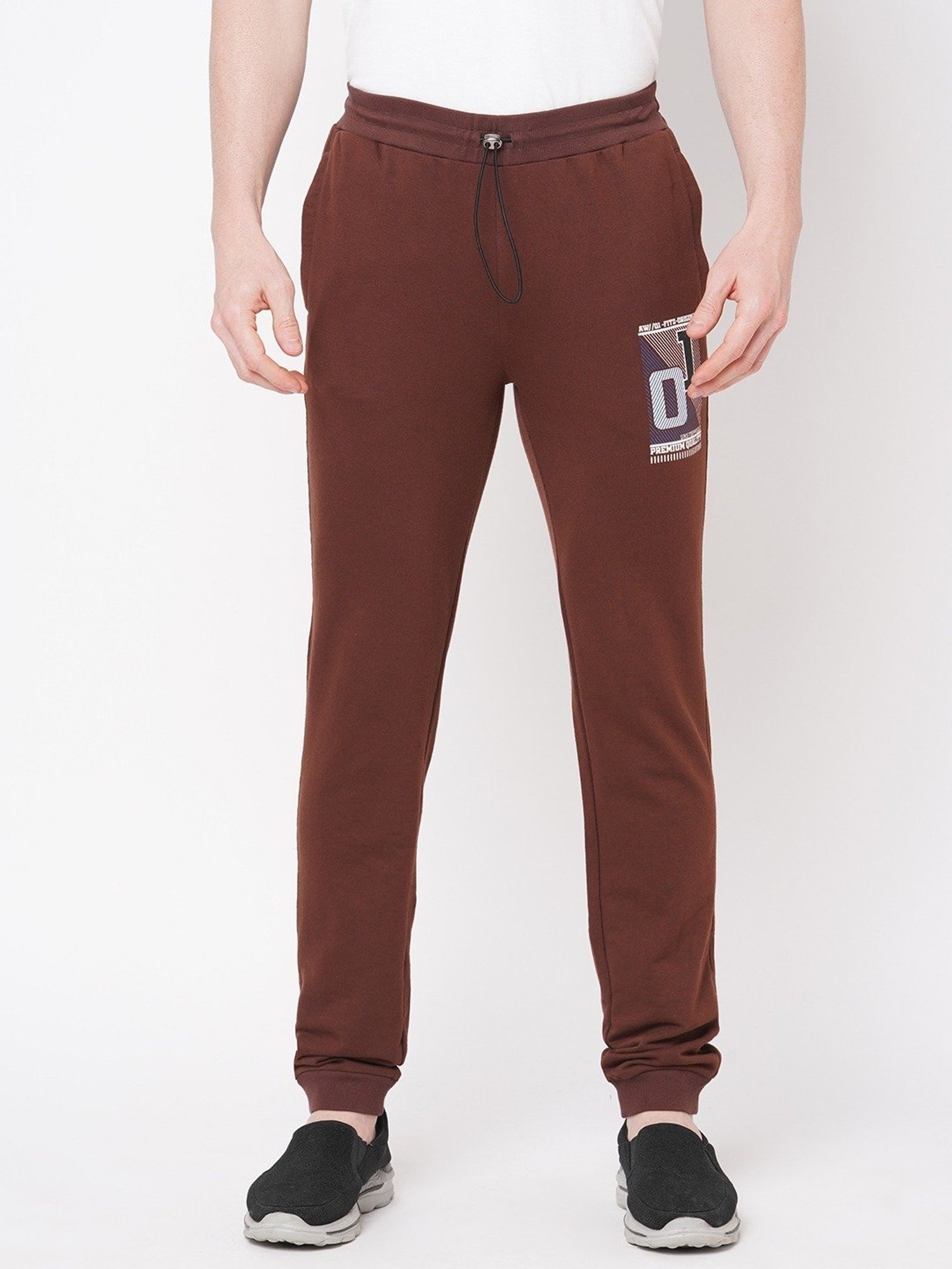 Fitz Dark Brown Slim Fit Printed Joggers