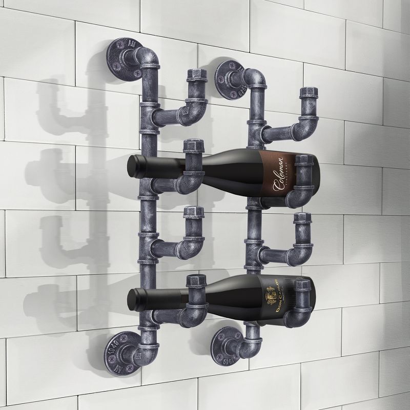 Mendes Industrial Wine Rack Industrial Gray - Modern Home