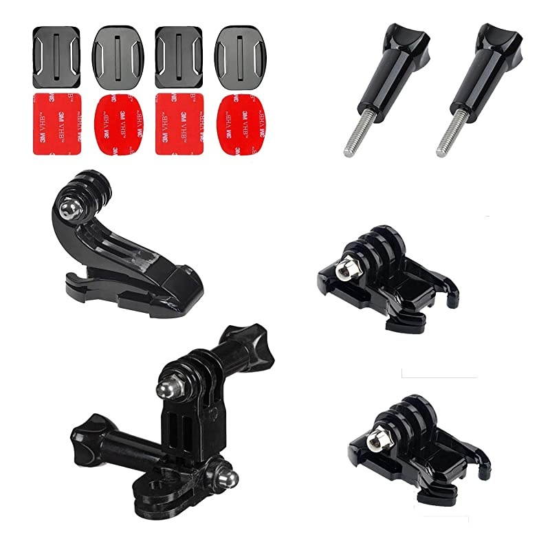Helmet Accessory Kit For GoPro Hero Session GoPro Hero 3 Gopro Hero 4 Hero 5 Hero 6 Hero 7 Includes 1 Adhesive Mount 2 Activity Base 1 Pivot Arm 1 J Hook 2 Screws