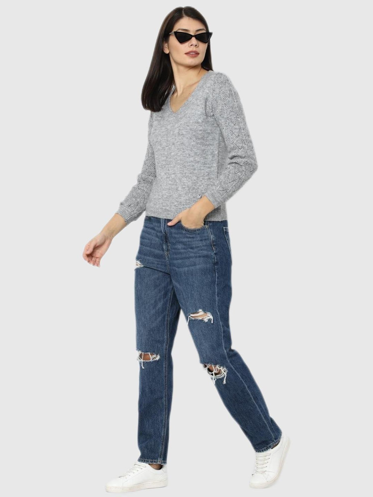 Allen Solly Grey Regular Fit Sweater