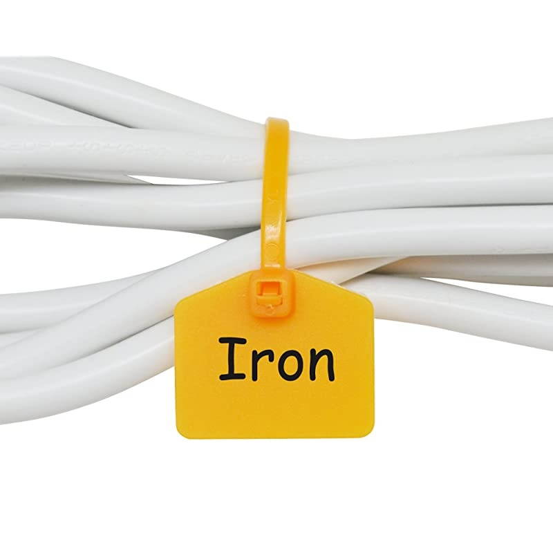 4-3/8&rdquo; Nylon Cable Zip Ties Tags Labels Marker &ndash; Write on | Self-Locking &ndash; with Free Printable Labels - for Wire Marking and Organizing (100, Yellow)