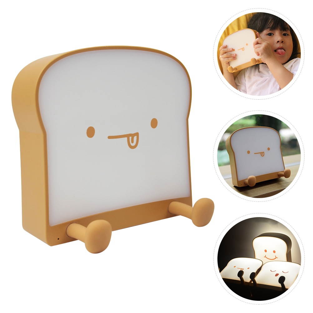 1pc Toast Shaped Night Light Decorative Bedroom Table Lamp Eye-protecting Lamp