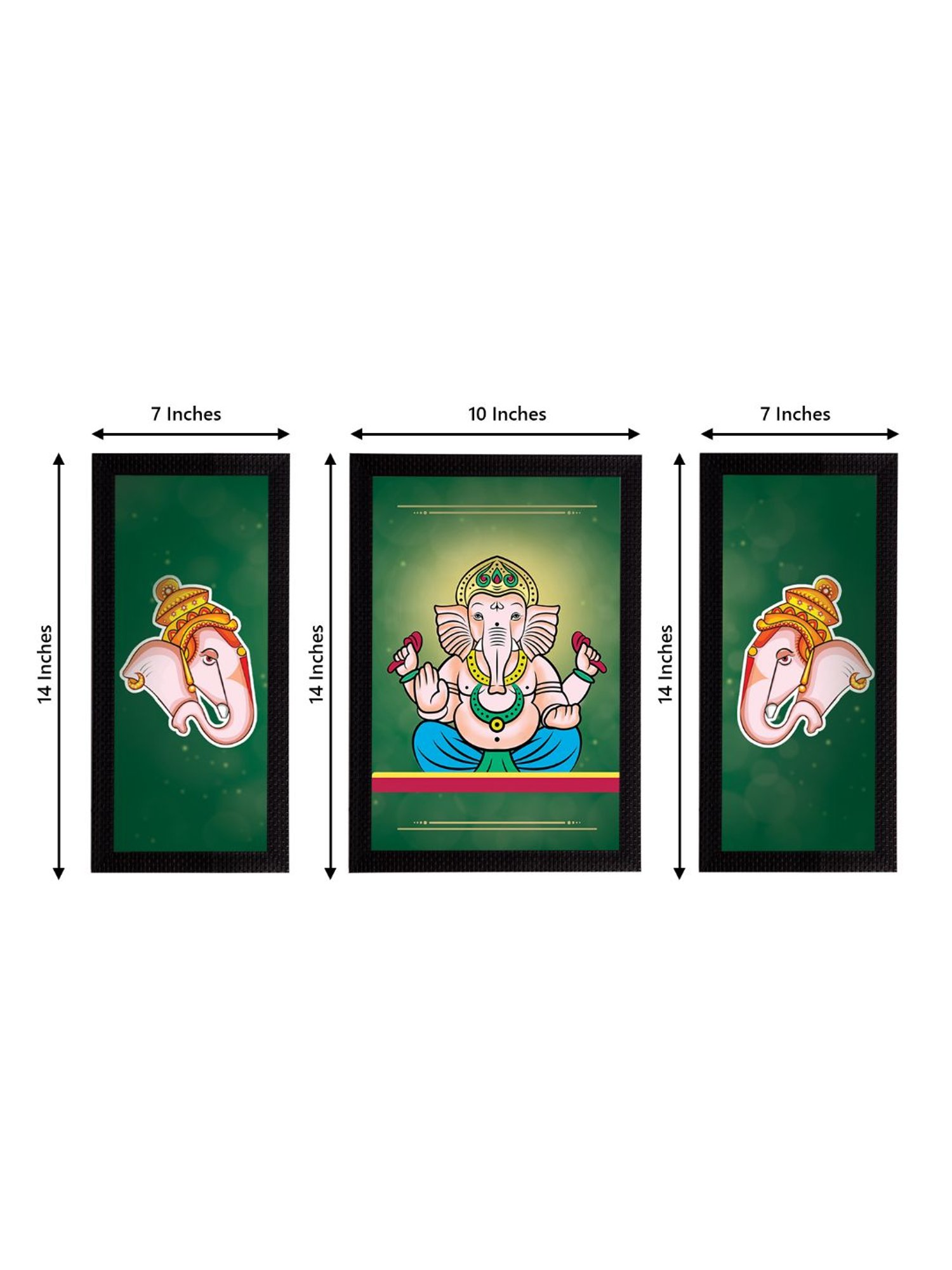 eCraftIndia Set of 3 Lord Ganesha Satin Matt Texture UV Art Painting