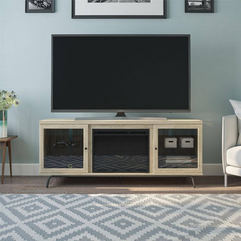 70" Aronson Fireplace Tv Stand Blonde Oak - Room &