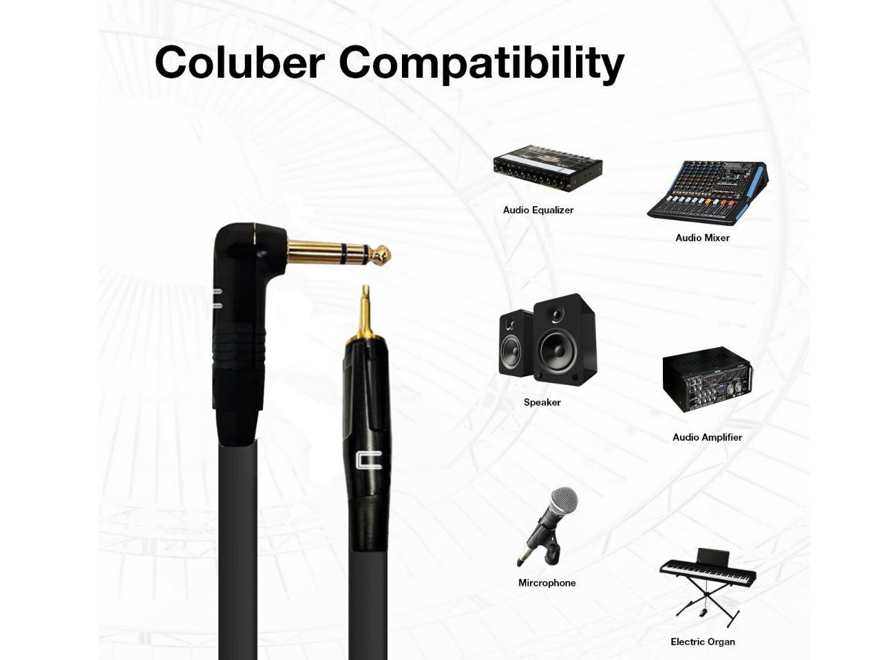Right Angle 1/4" TRS to 3.5 TS Male Unbalanced Cable - Custom Length, Color Cord