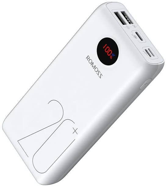 ROMOSS USB C Power Bank, 20000mAh PD Portable Charger 18W 3 Outputs and 3 Inputs External Battery Packs Compatible for iPhone 11/11 Pro, iPad Pro, Nintendo Switch, Samsung S8 and Other Smart Devices