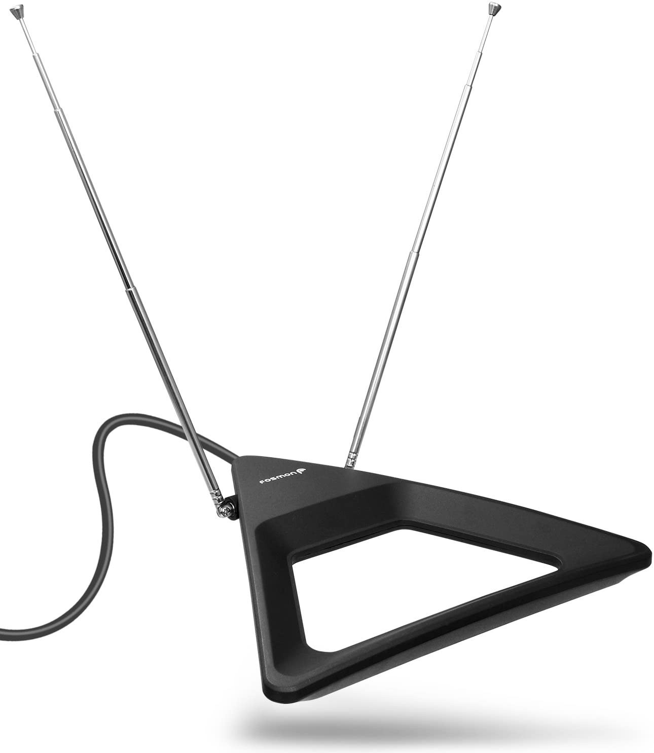 Fosmon HDTV Antenna 25-40 Miles Range, Indoor Rabbit Ear TV Antenna, Retractable Dipoles [Wall Mountable or Tabletop] with 5FT Cable Support 4K Ready, ATSC 3.0, UHF, VHF, 1080p Free TV Channel