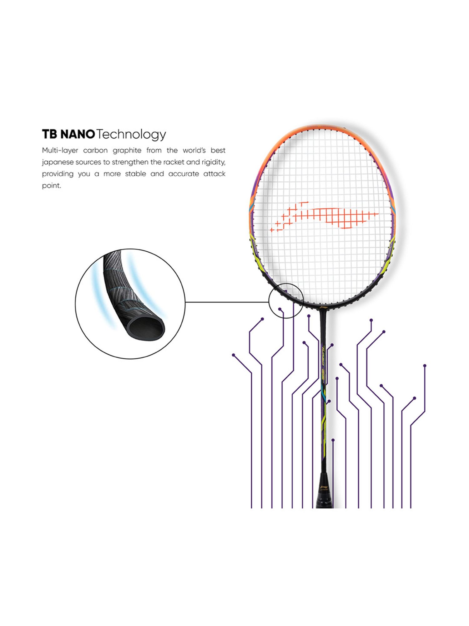 Li-Ning Turbo 99 Strung Badminton Racket (Orange) Size - Medium