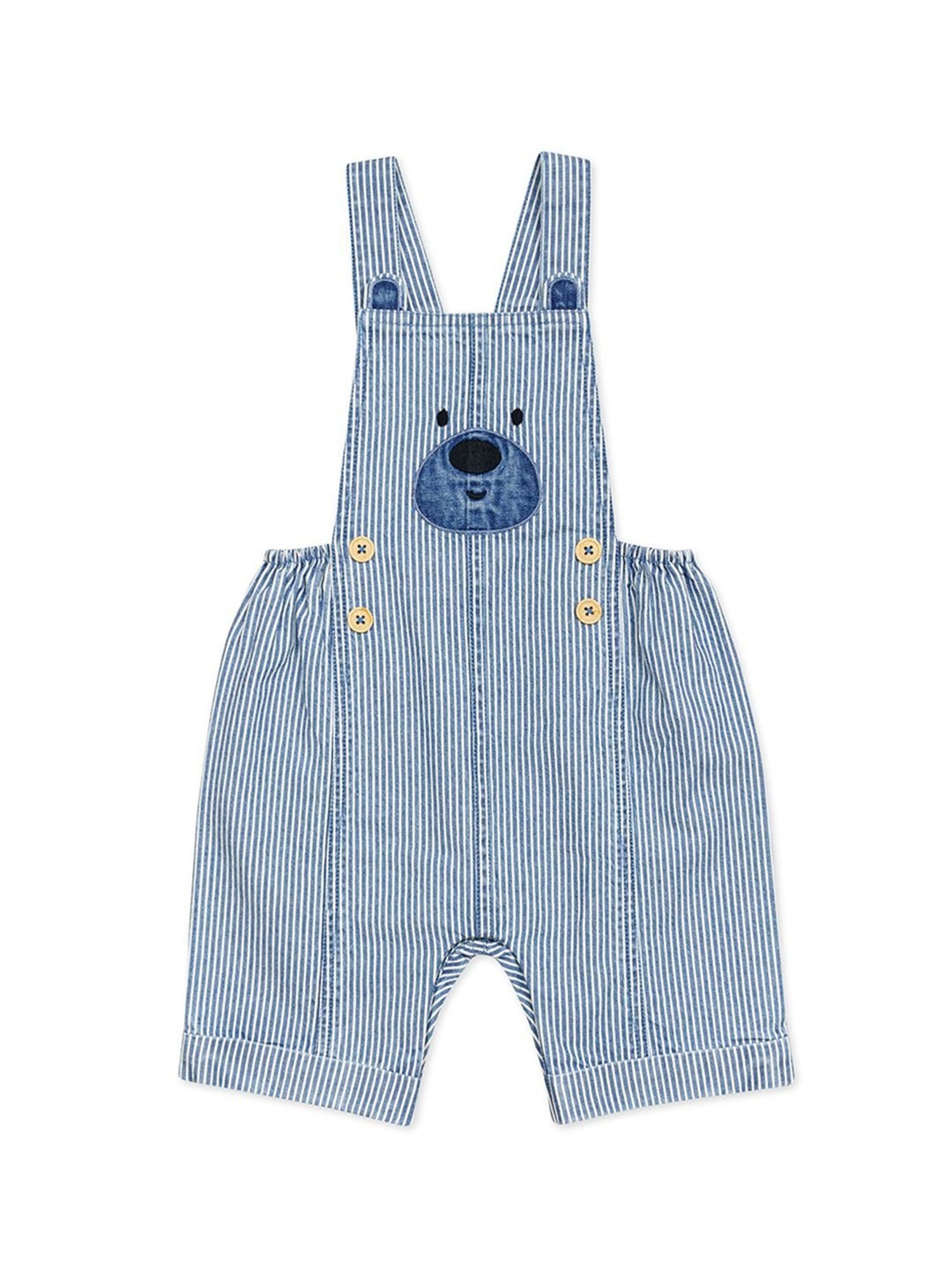 H by Hamleys Kids White & Blue Striped T-Shirt with Dungaree