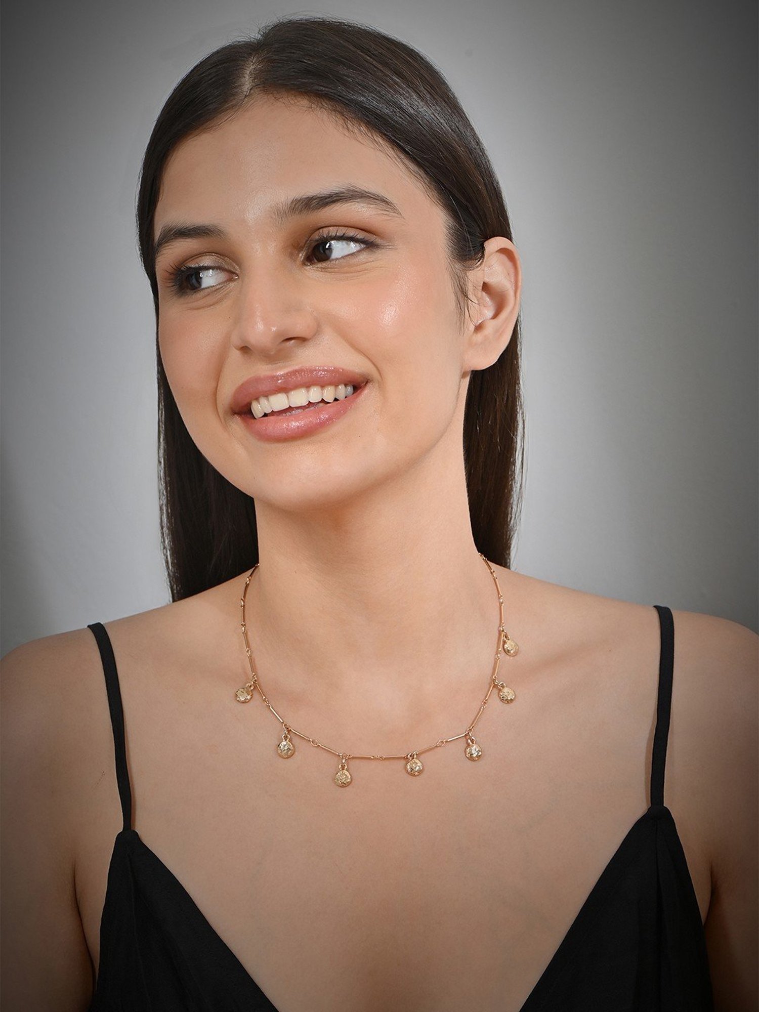 ToniQ Gold-plated Elegant Multicharms Choker Necklace for Women & Girls