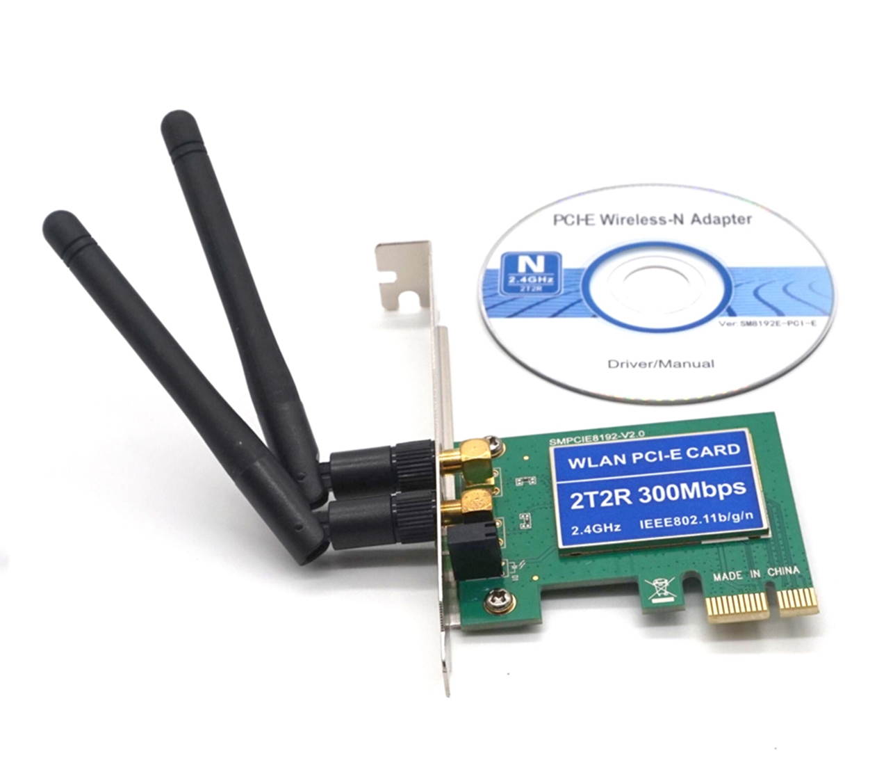 Weastlinks PCIe Wireless 300Mbps Internal PCIe WiFi Card PCI Express Network Card For PC Desktop 2.4 GHz Dual Antenna PCI-e WLAN Card